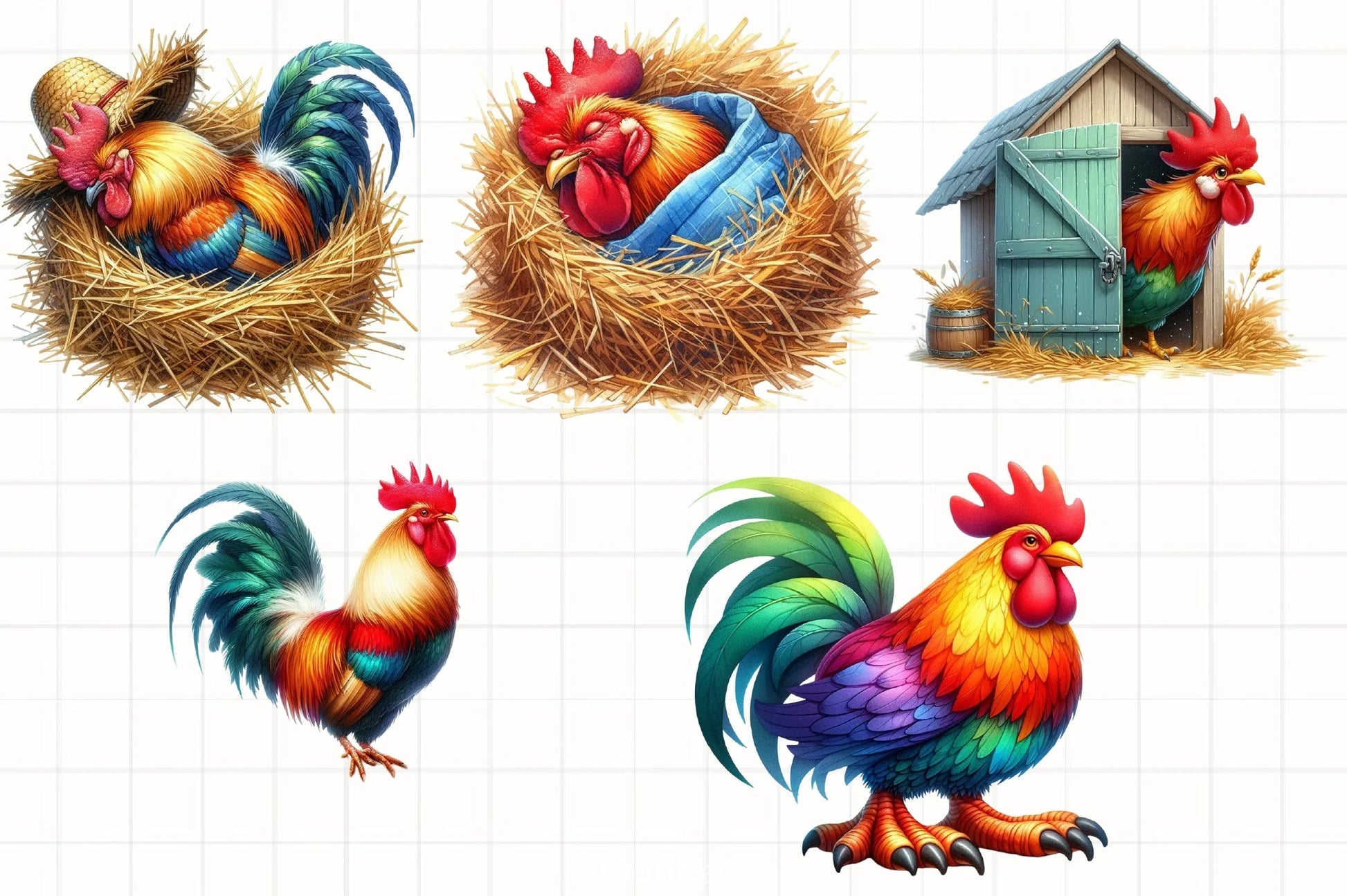 Rooster Chicken Clipart Bundle - CraftNest - Digital Crafting and Art