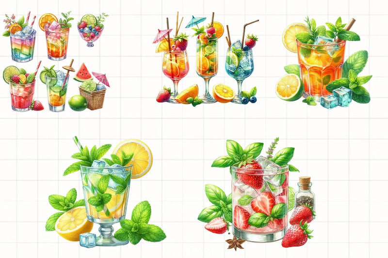 Summer Cocktails Clipart Bundle - CraftNest - Digital Crafting and Art