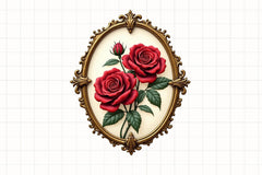 Red Roses Lithograph Clipart Bundle - CraftNest - Digital Crafting and Art
