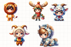 Cute Animal Costumes Clipart Bundle - CraftNest - Digital Crafting and Art