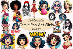 Comic Pop Art Girls Clipart Bundle - CraftNest - Digital Crafting and Art