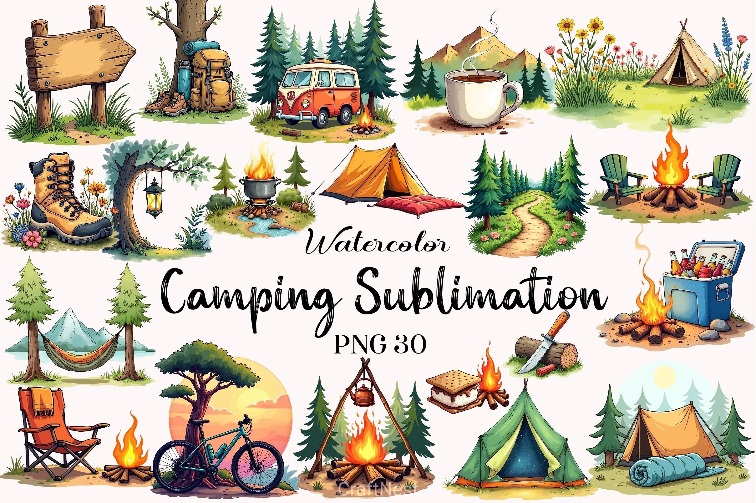 Camping Clipart Bundle - CraftNest - Digital Crafting and Art