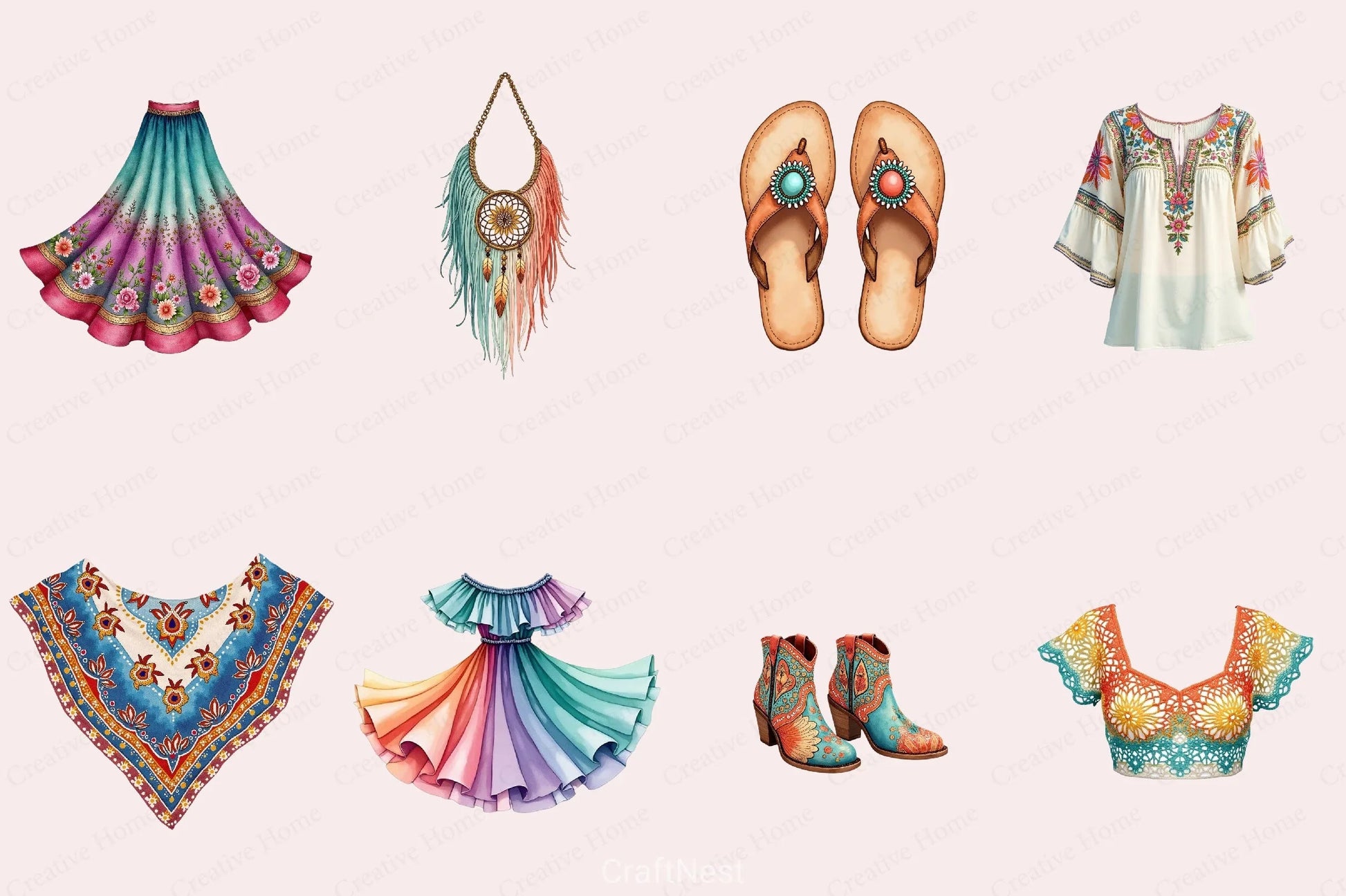 Boho Fashion Clipart Bundle 1 - CraftNest - Digital Crafting and Art