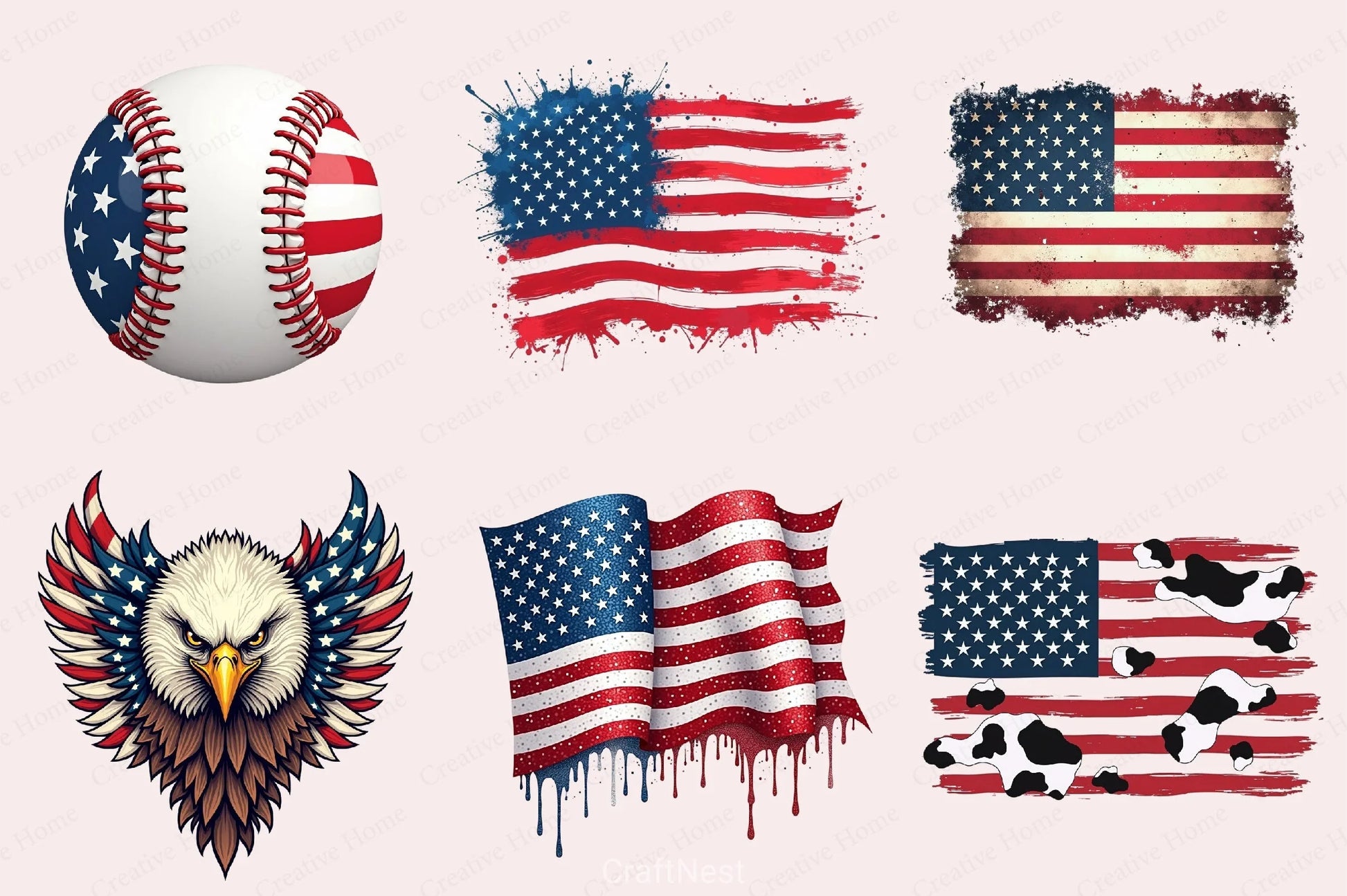 American Flag Clipart Bundle - CraftNest - Digital Crafting and Art