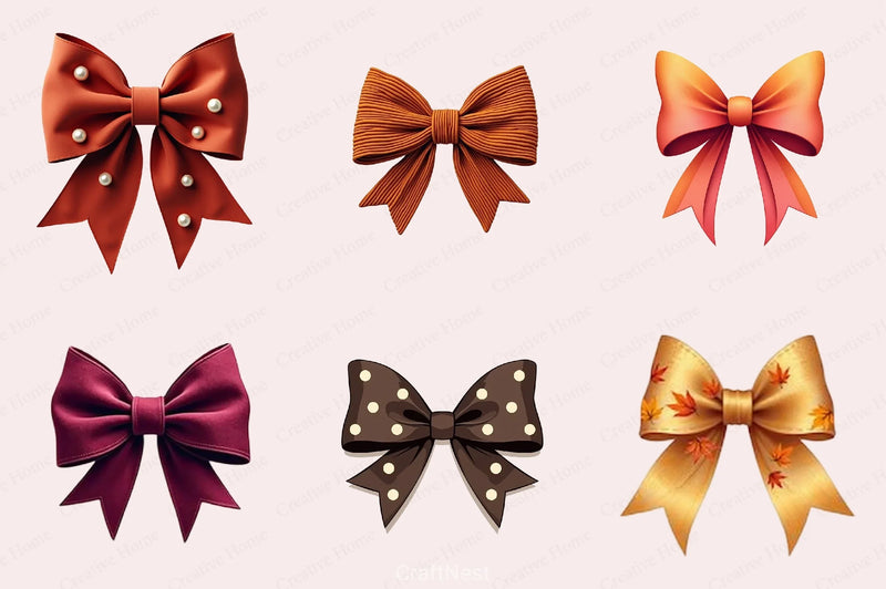 Fall Coquette Bows Clipart Bundle - CraftNest - Digital Crafting and Art