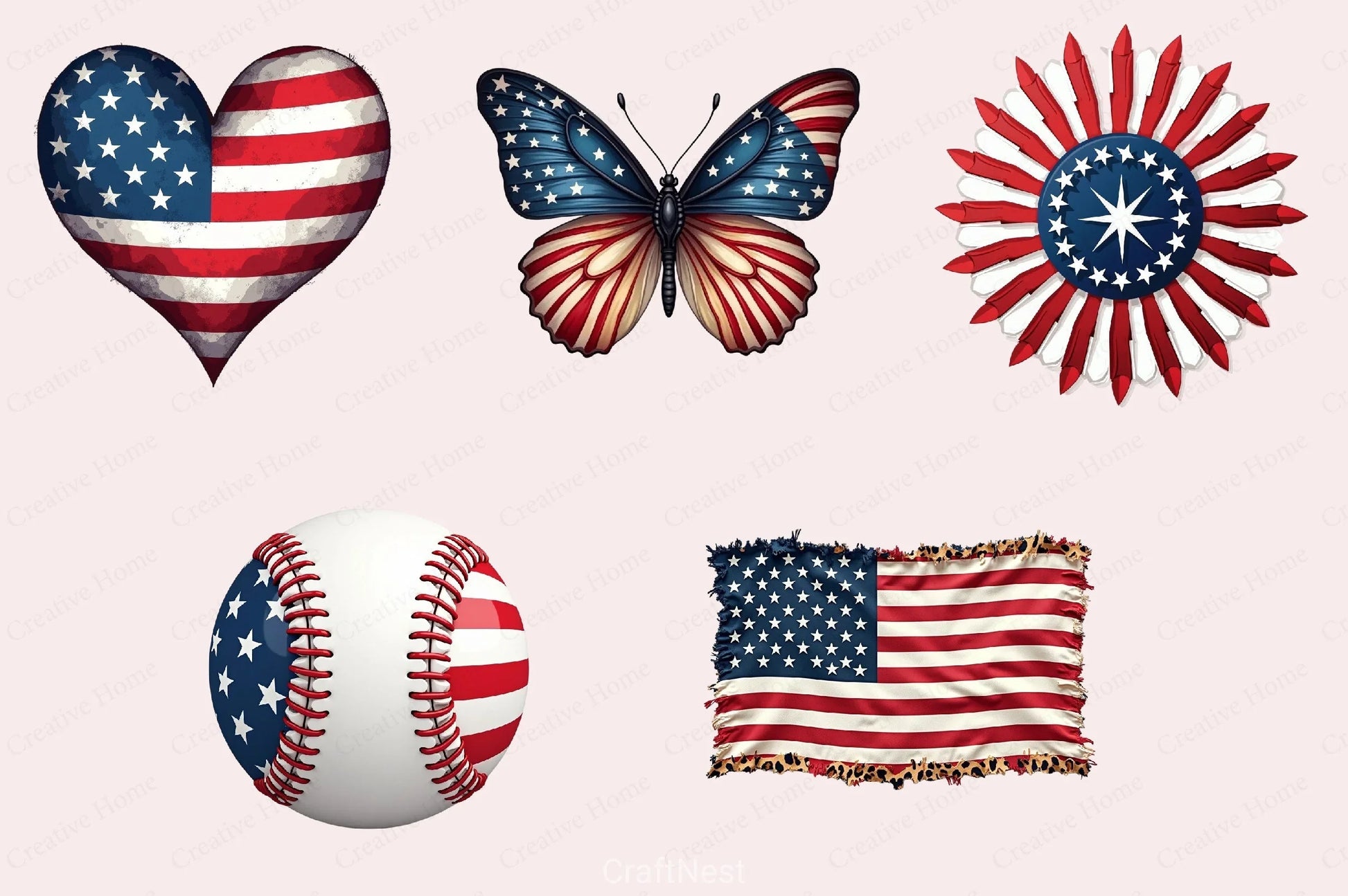American Flag Clipart Bundle - CraftNest - Digital Crafting and Art