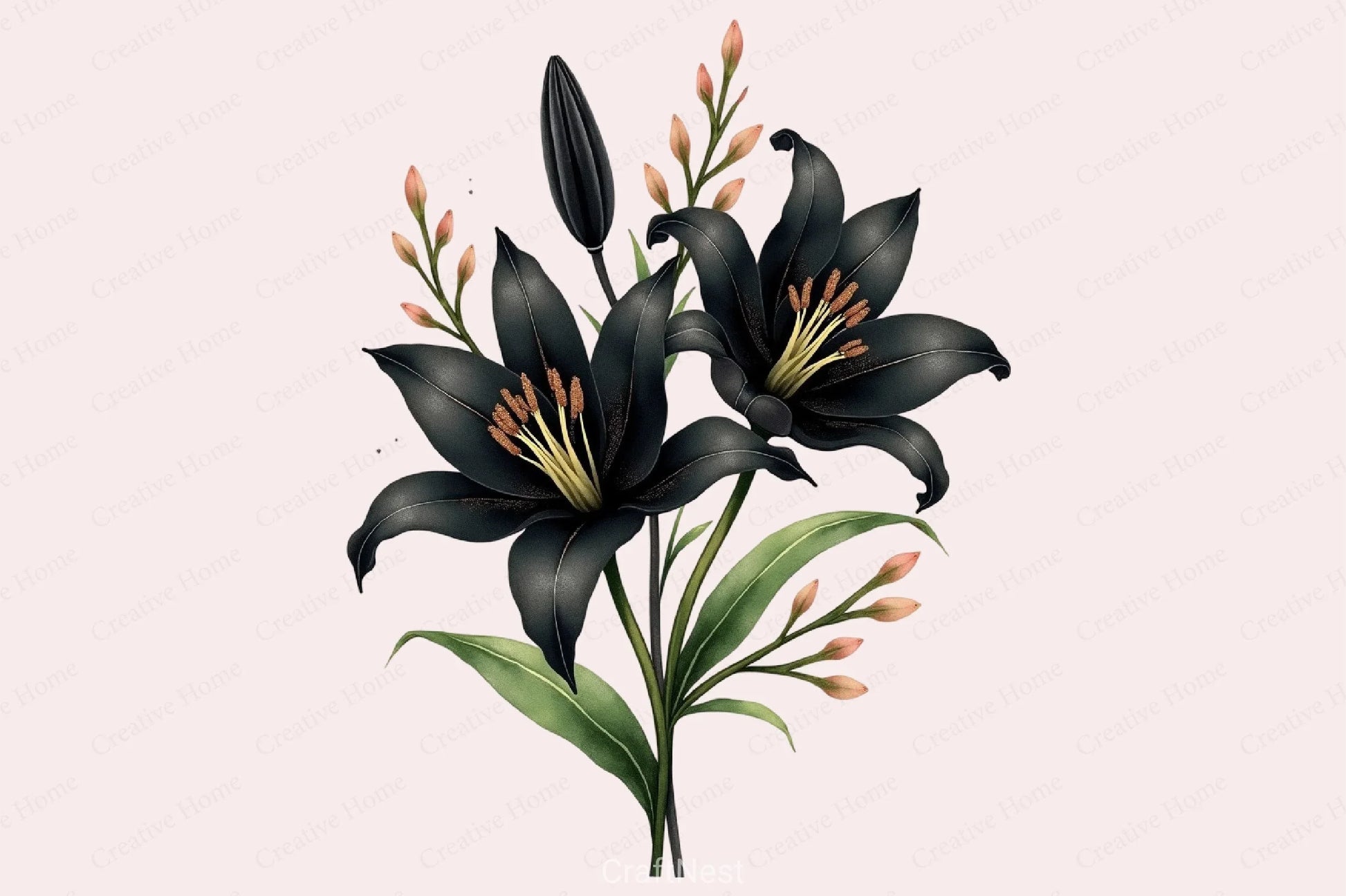 Glitter Luxury Black Spring Clipart Bundle 6 - CraftNest - Digital Crafting and Art