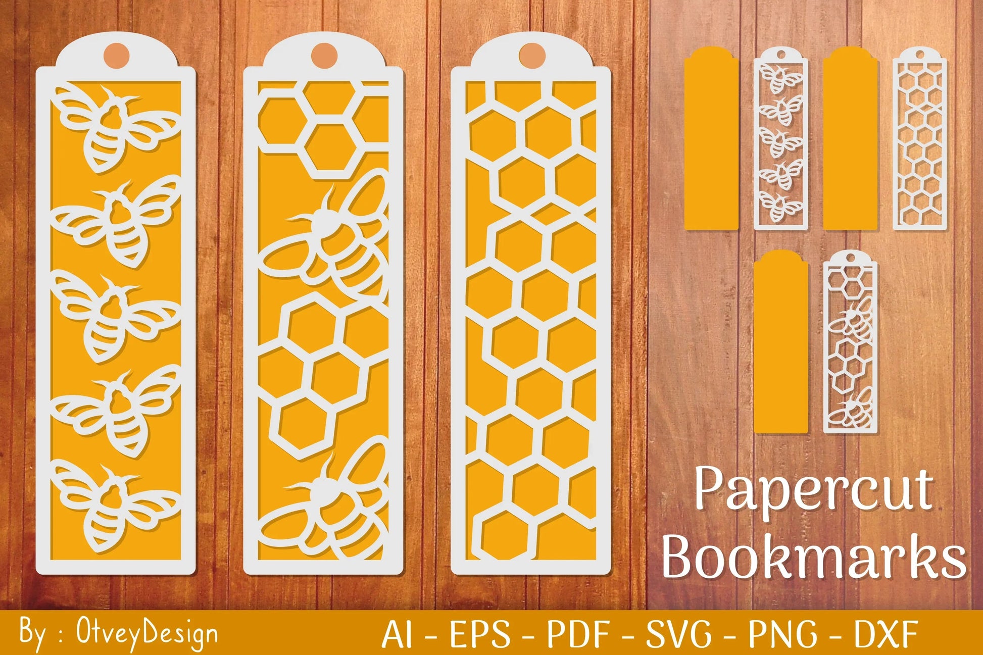 Bee Papercut Bookmarks SVG Bundle - CraftNest - Digital Crafting and Art
