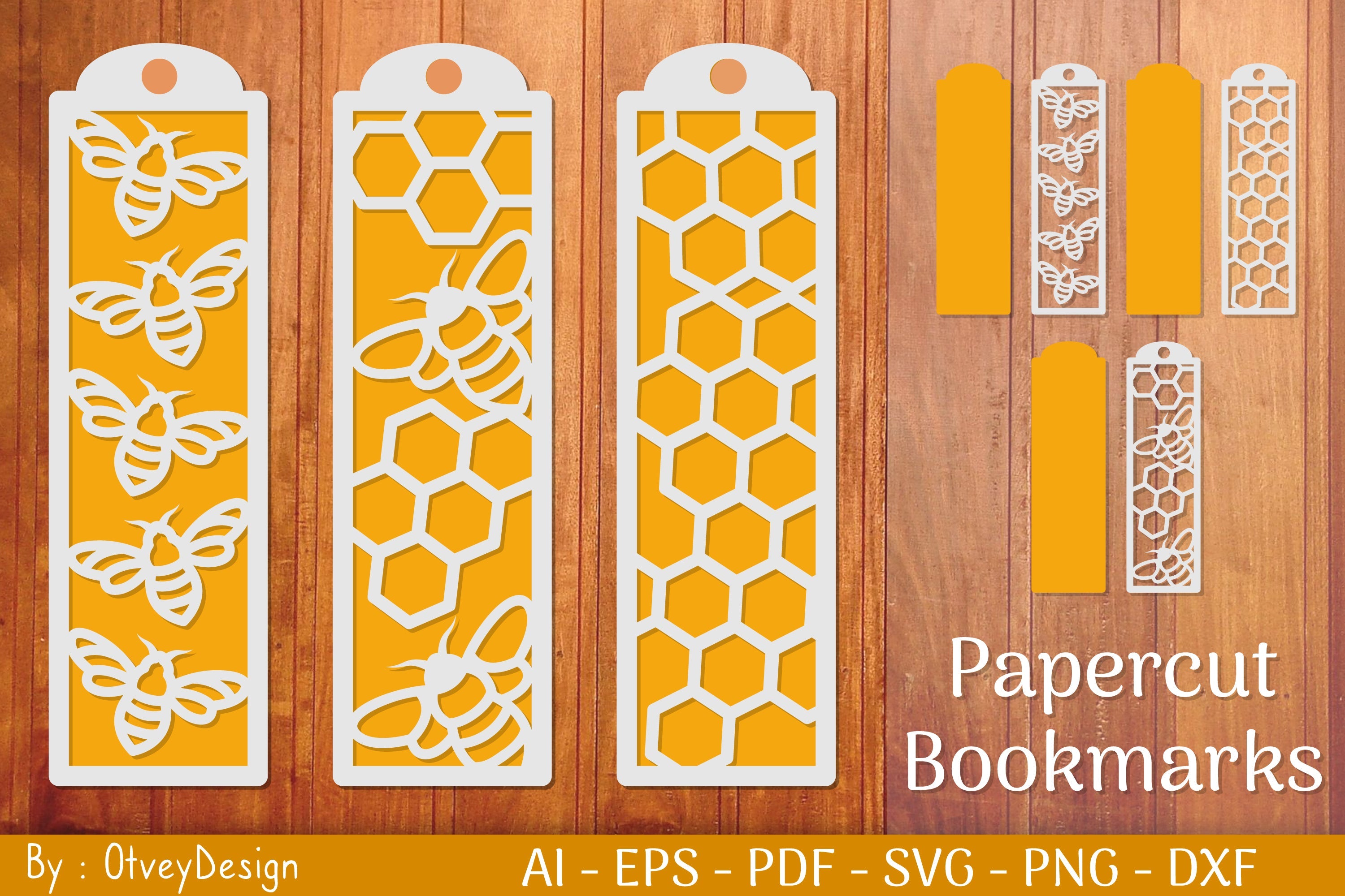 Bee Papercut Bookmarks SVG Bundle