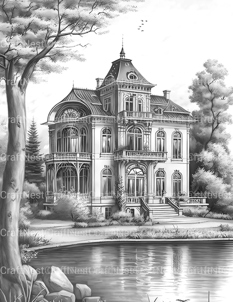 Lake Houses Coloring Book - CraftNest - Digital Crafting and Art