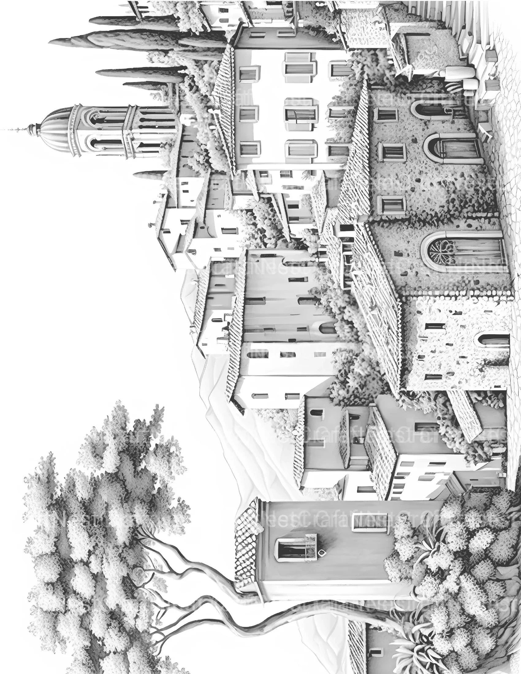 Italian Village Landscapes Coloring Book - CraftNest - Digital Crafting and Art