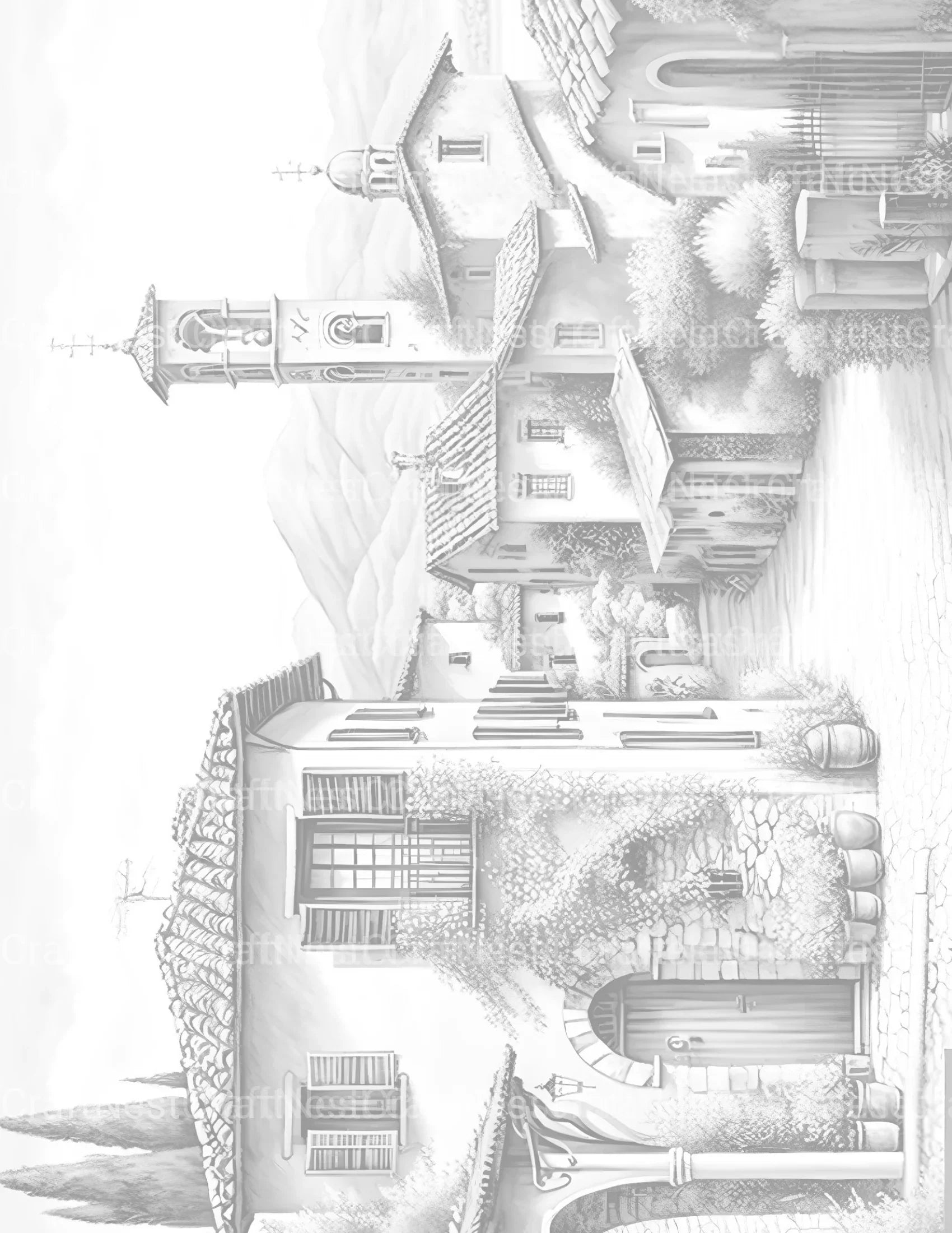 Italian Village Landscapes Coloring Book - CraftNest - Digital Crafting and Art