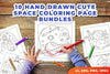 Hand Drawn Cute Space Coloring Page Bundle