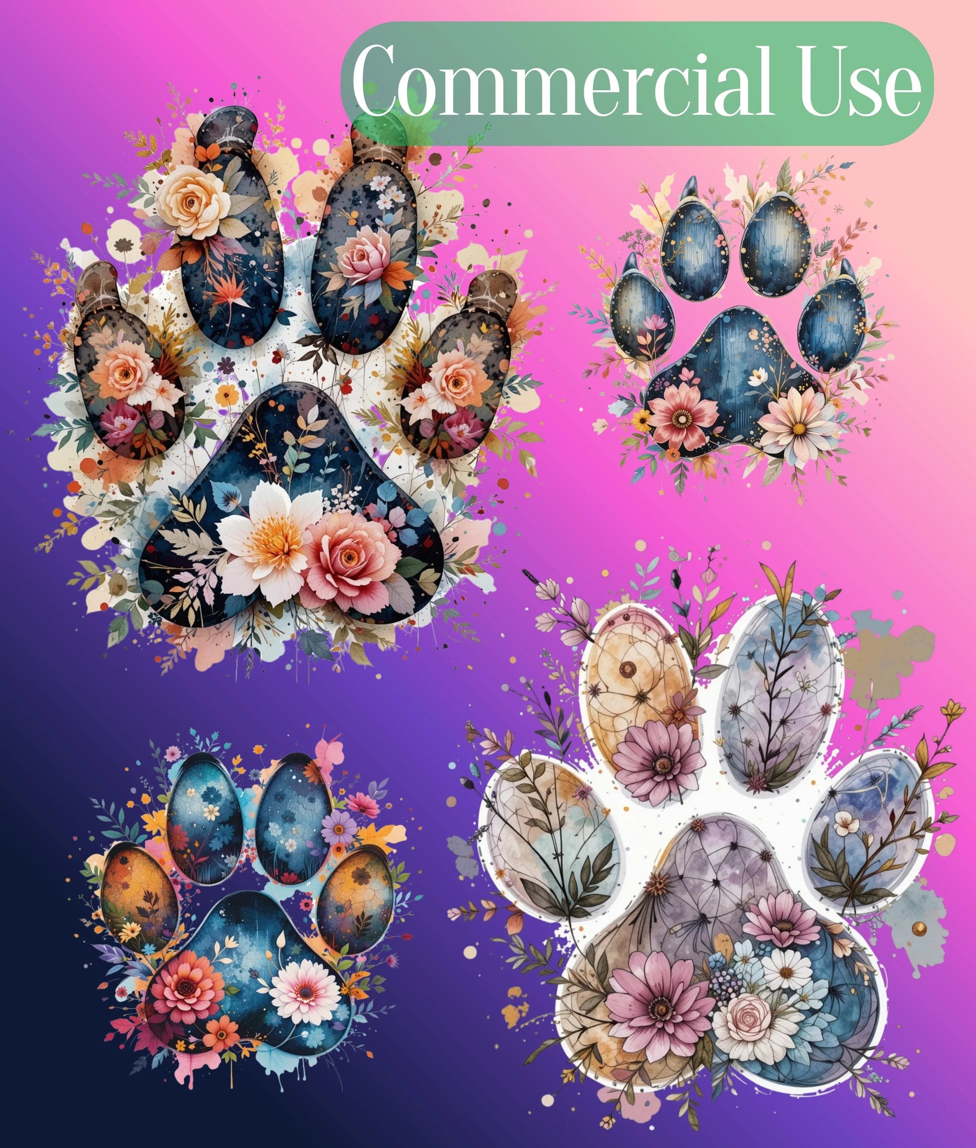 Floral Animal Silhouette Clipart Bundle - CraftNest - Digital Crafting and Art