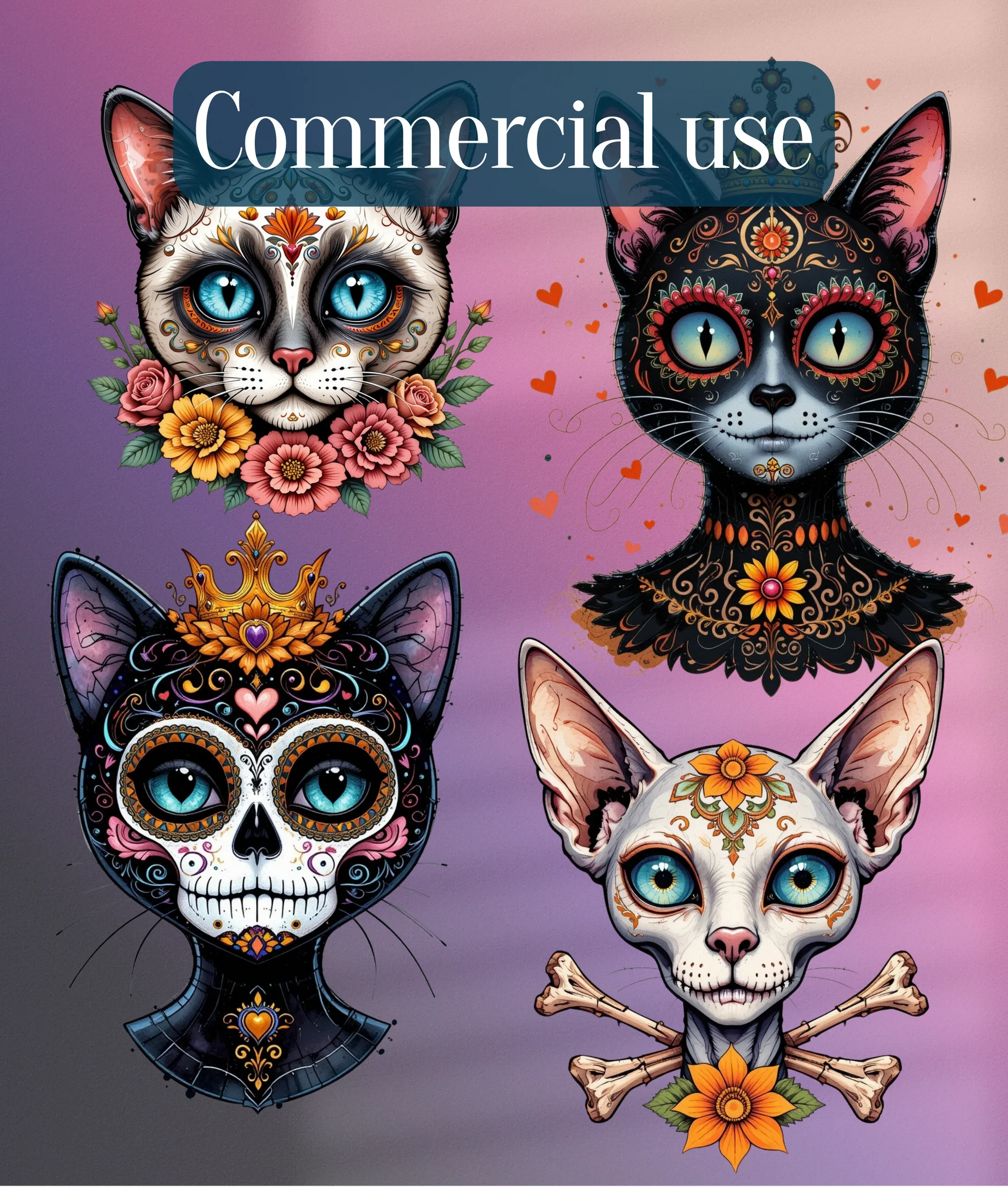 Dia de los Muertos Cats Clipart Bundle - CraftNest - Digital Crafting and Art