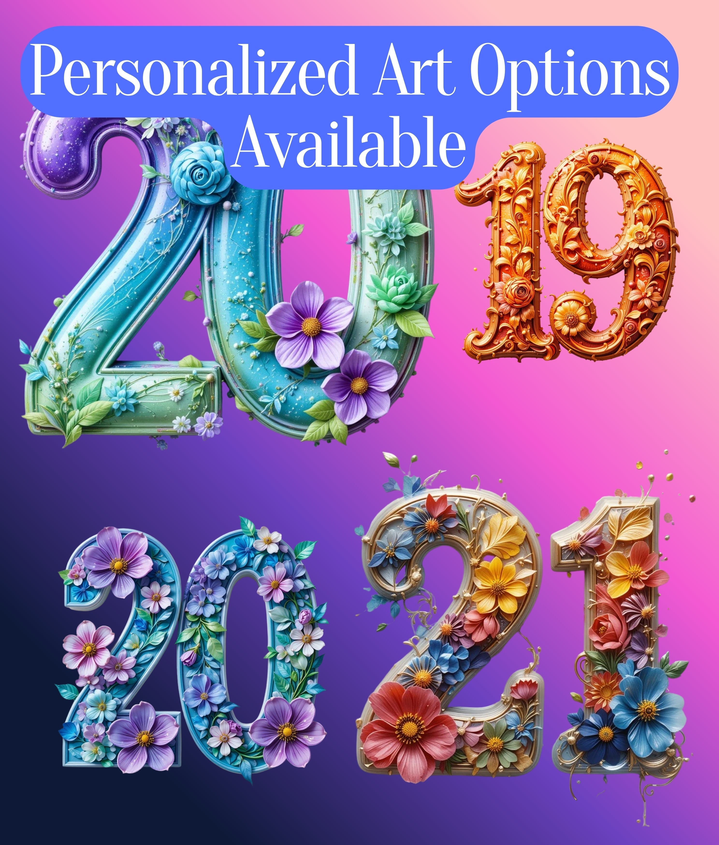 3D Embossed Numbers Clipart Bundle