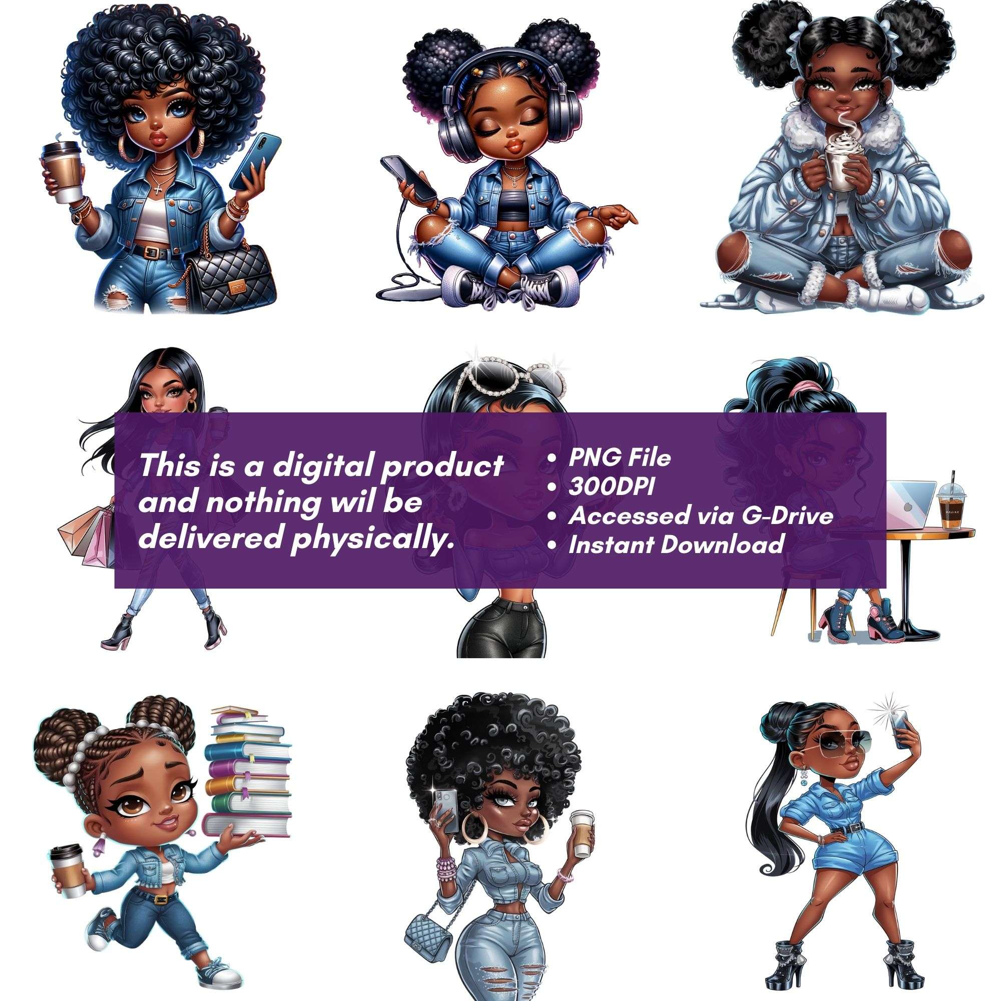Black Chibi Girl Clipart