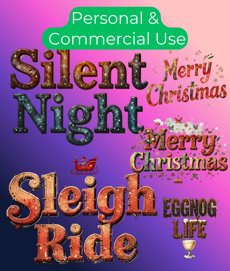 Vintage Christmas Texts Clipart Bundle - CraftNest - Digital Crafting and Art