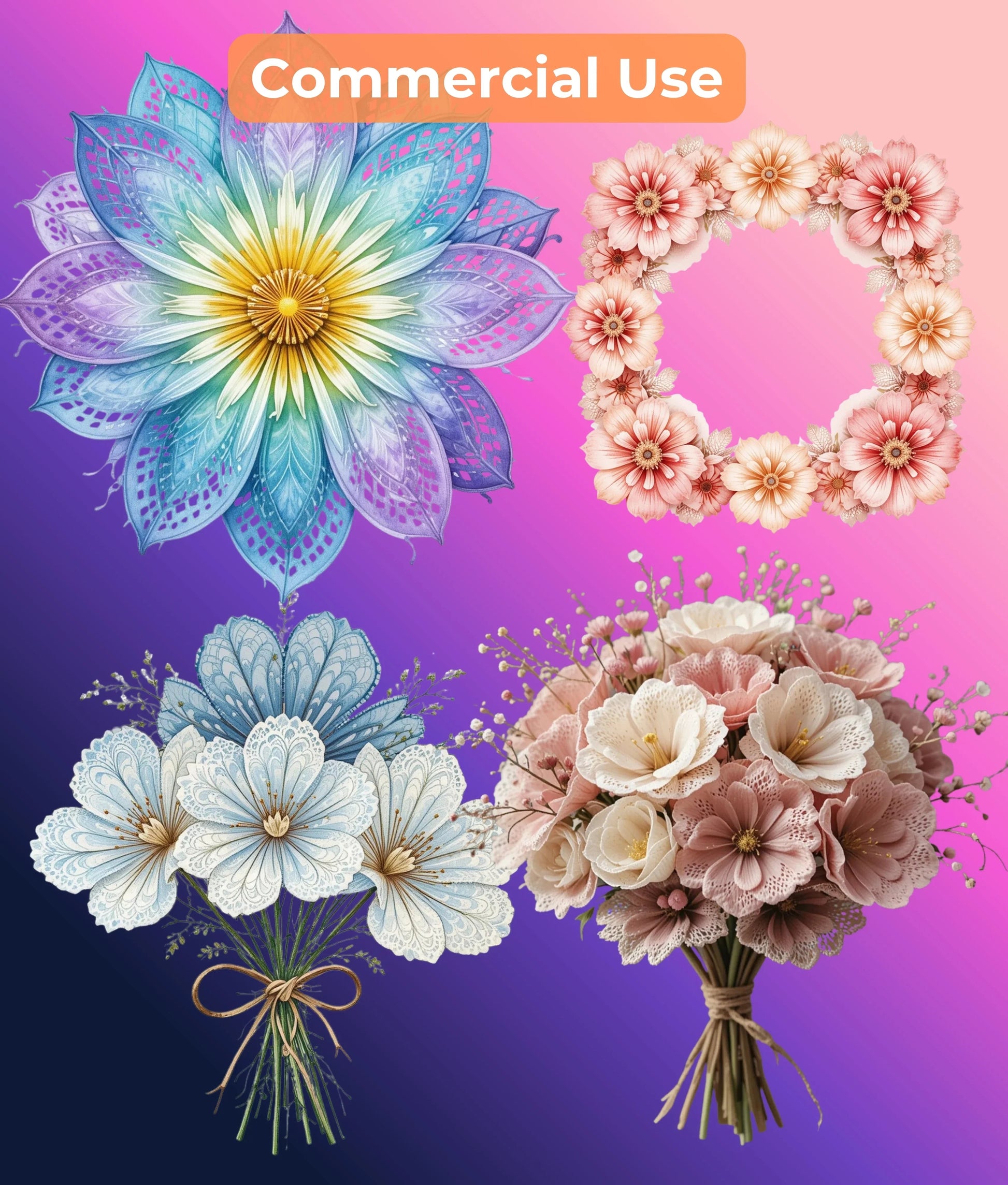 Lace Wildflower Clipart Bundle - CraftNest - Digital Crafting and Art