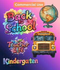 Retro Back to School Clipart Bundle - CraftNest - Digital Crafting and Art