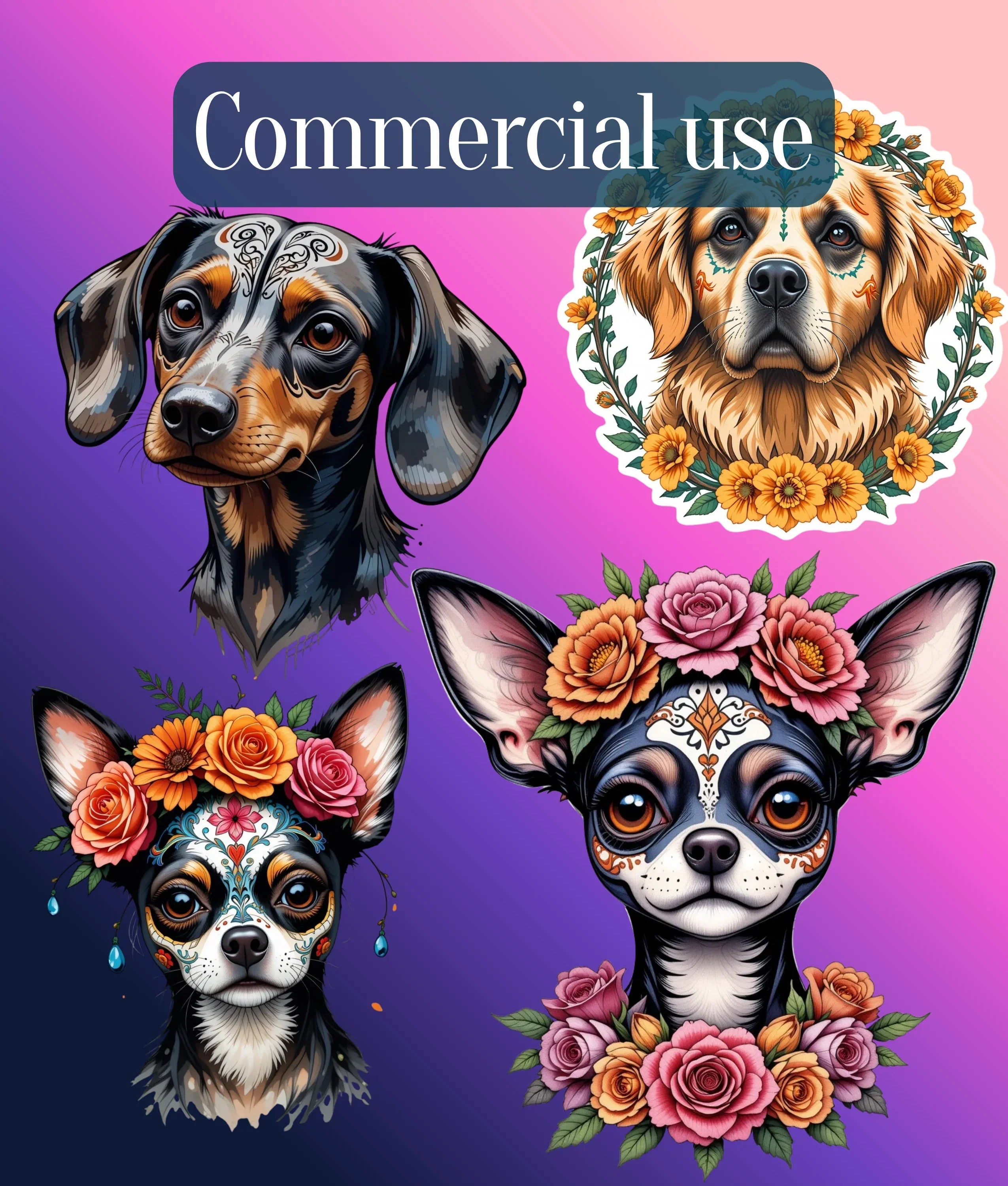 Dia de los Muertos Dogs Clipart Bundle - CraftNest - Digital Crafting and Art