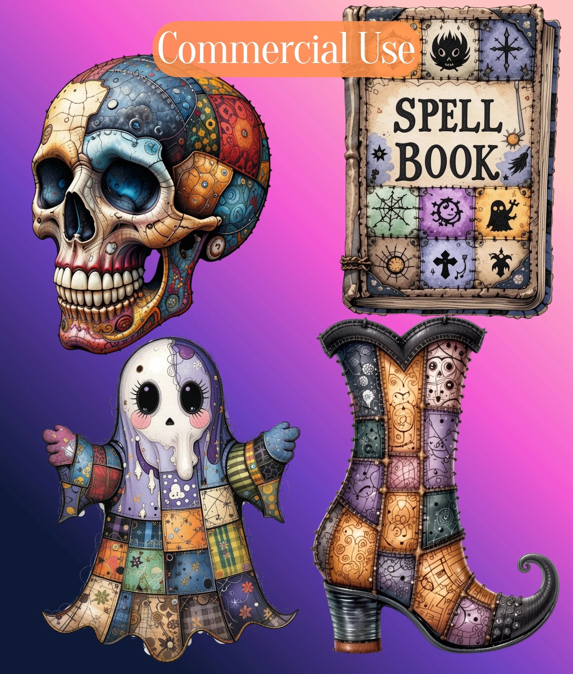 Halloween Patchwork Clipart Bundle - CraftNest - Digital Crafting and Art