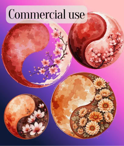 Japandi Yin Yang Blood Moon Clipart Bundle - CraftNest - Digital Crafting and Art