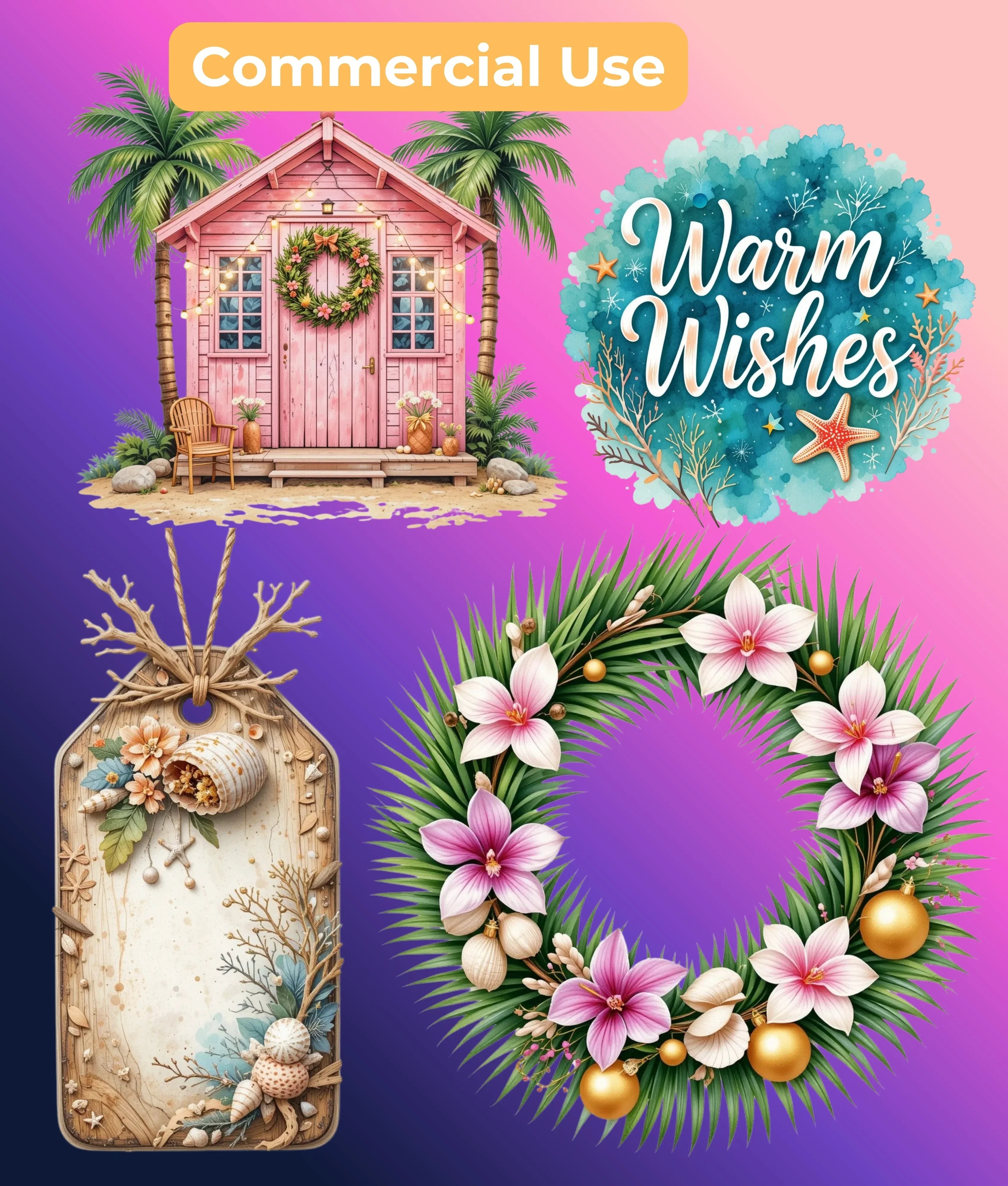 Island-Luxe Tropical Christmas Clipart Bundle - CraftNest - Digital Crafting and Art