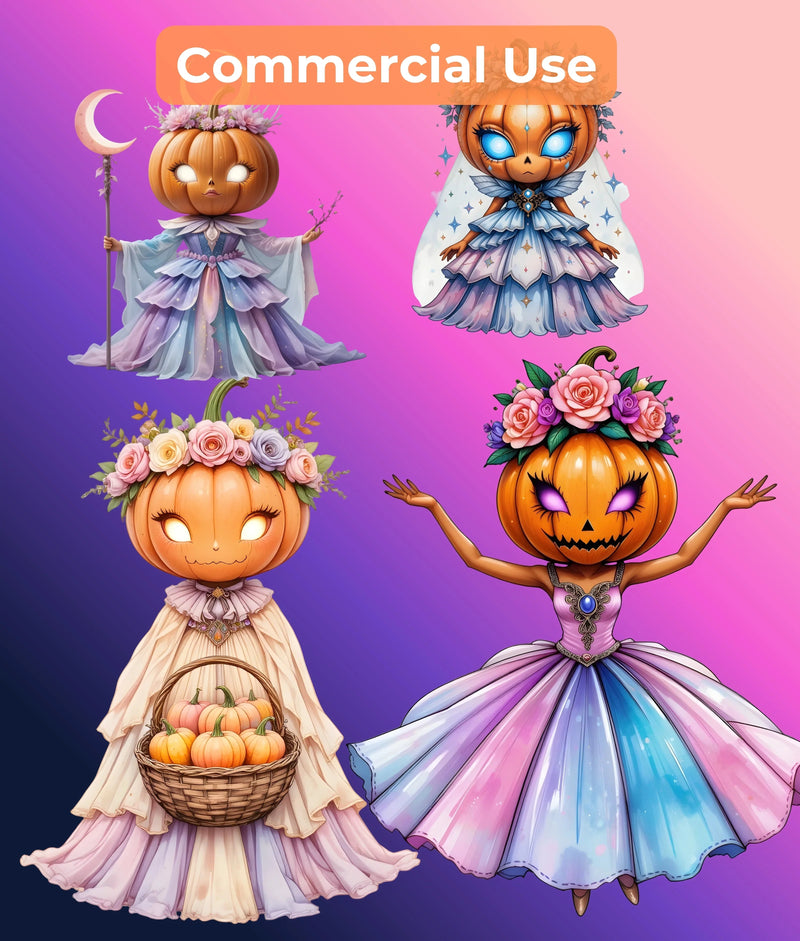 Pastel Pumpkin Goddess Clipart Bundle - CraftNest - Digital Crafting and Art