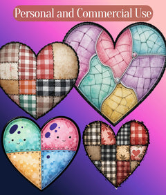 Patchwork Heart Clipart Bundle - CraftNest - Digital Crafting and Art
