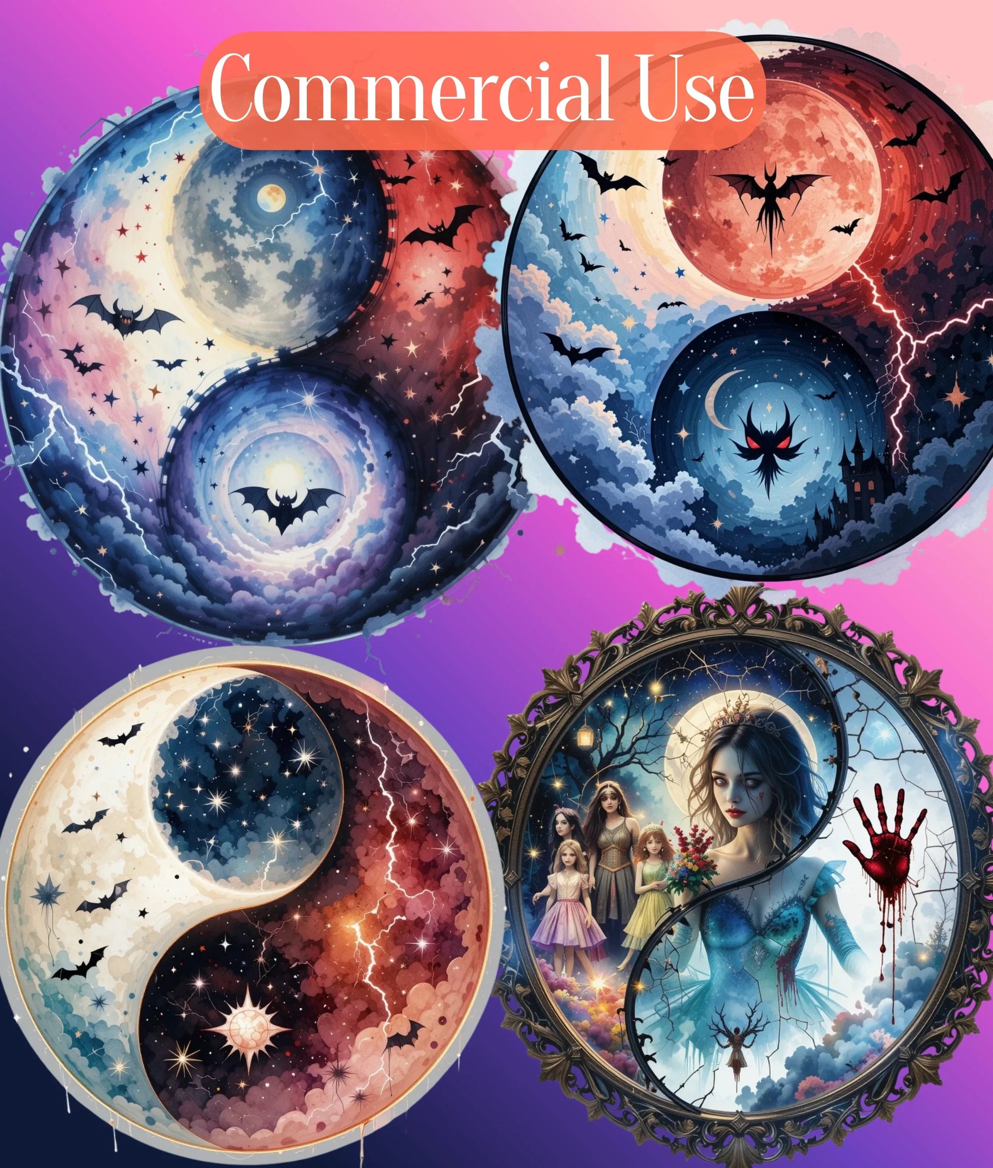 Yin Yang Halloween Clipart Bundle - CraftNest - Digital Crafting and Art