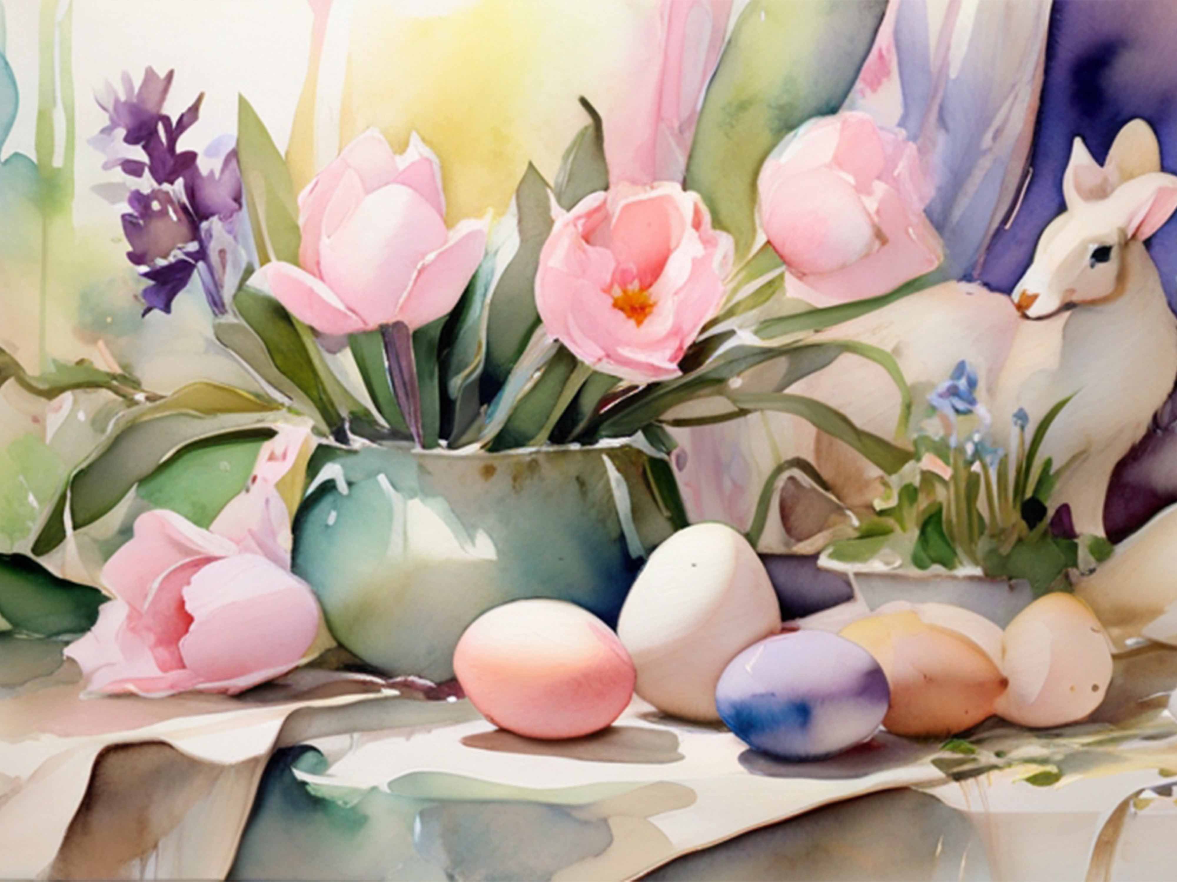 Easter Bunny Watercolor Seamless Pattern