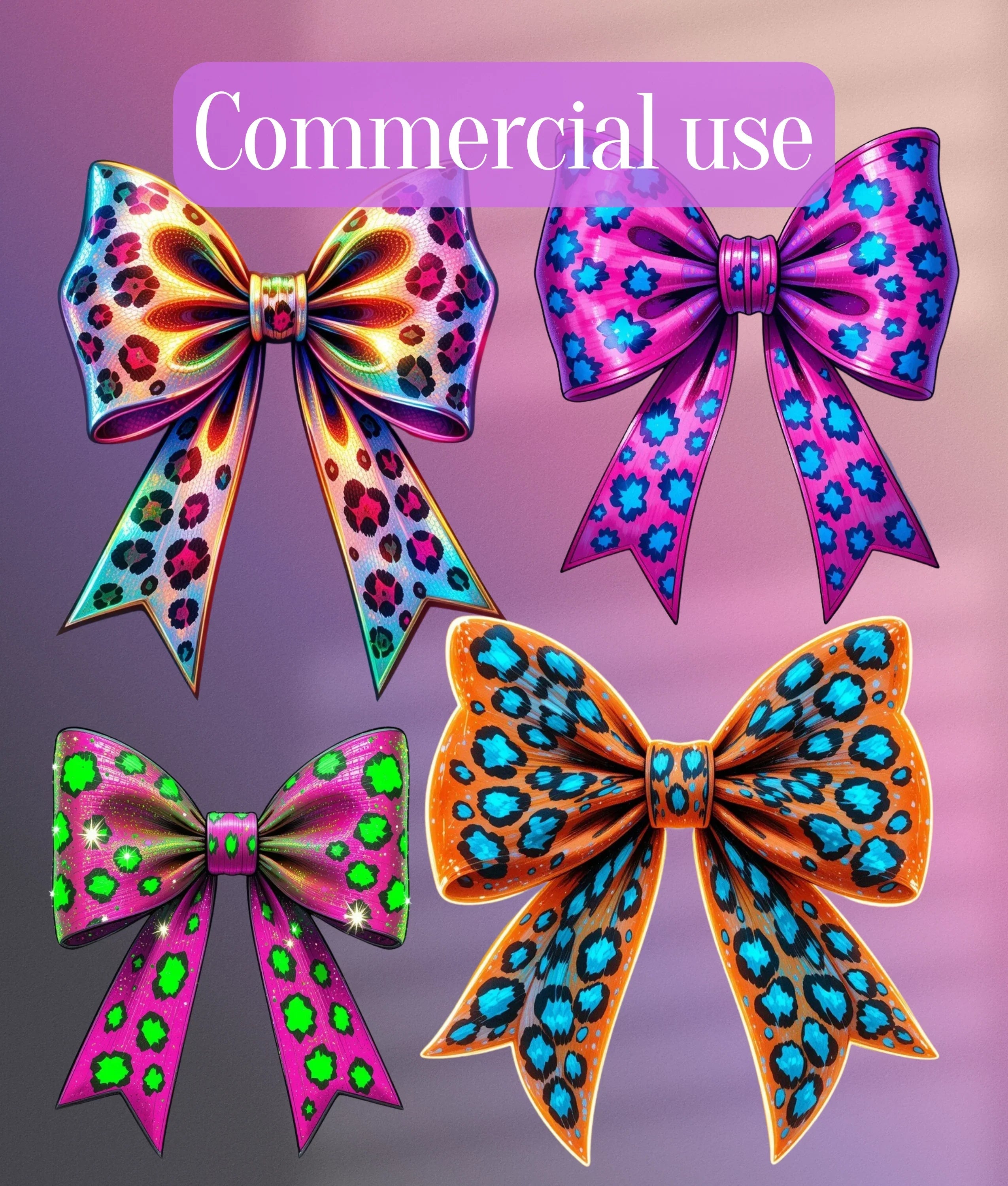 Neon Leopard Print Bow Clipart Bundle - CraftNest - Digital Crafting and Art