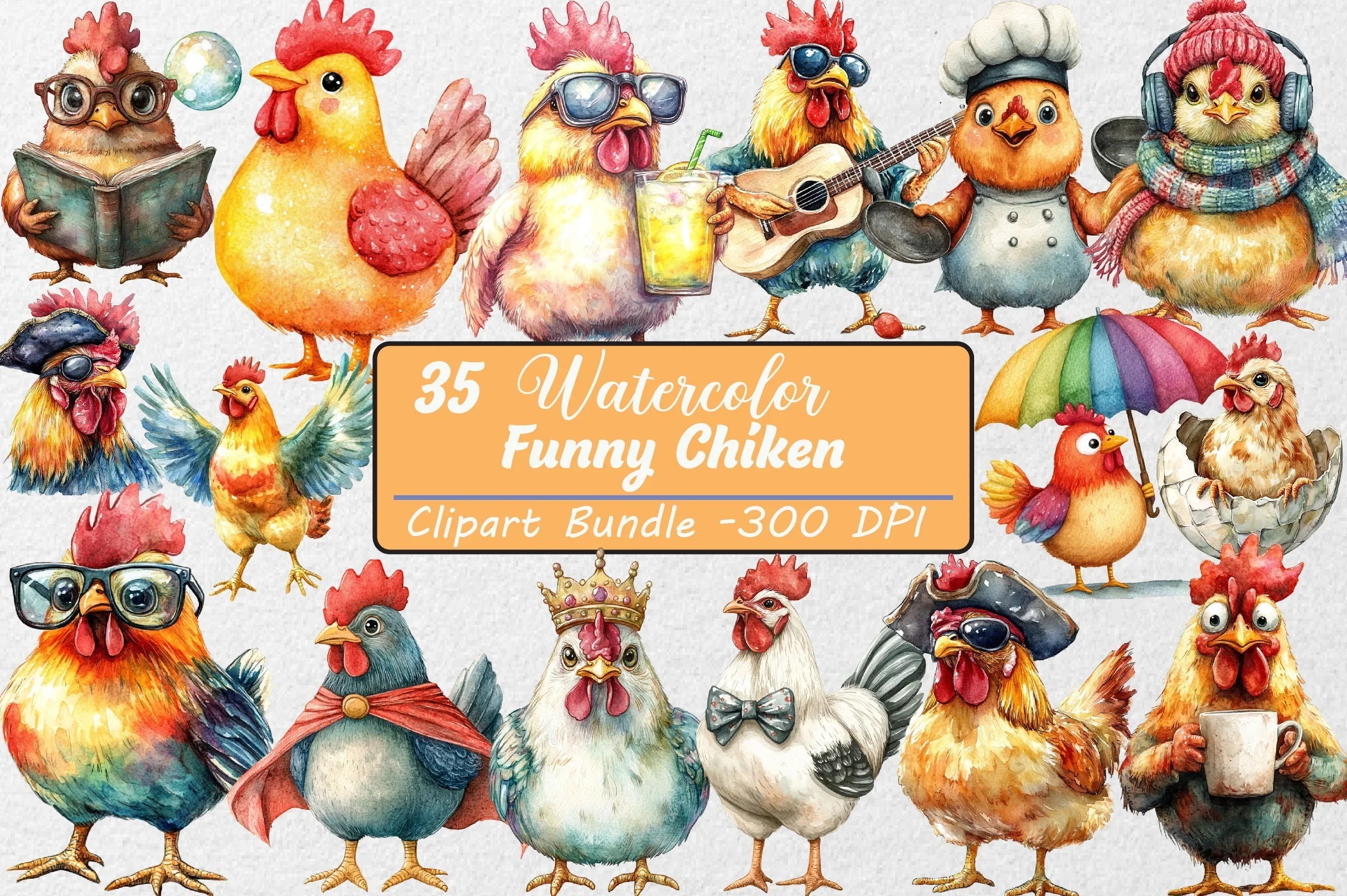 Funny Chicken Clipart Bundle - CraftNest - Digital Crafting and Art