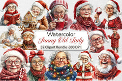 Funny Old Lady Christmas Clipart Bundle - CraftNest - Digital Crafting and Art