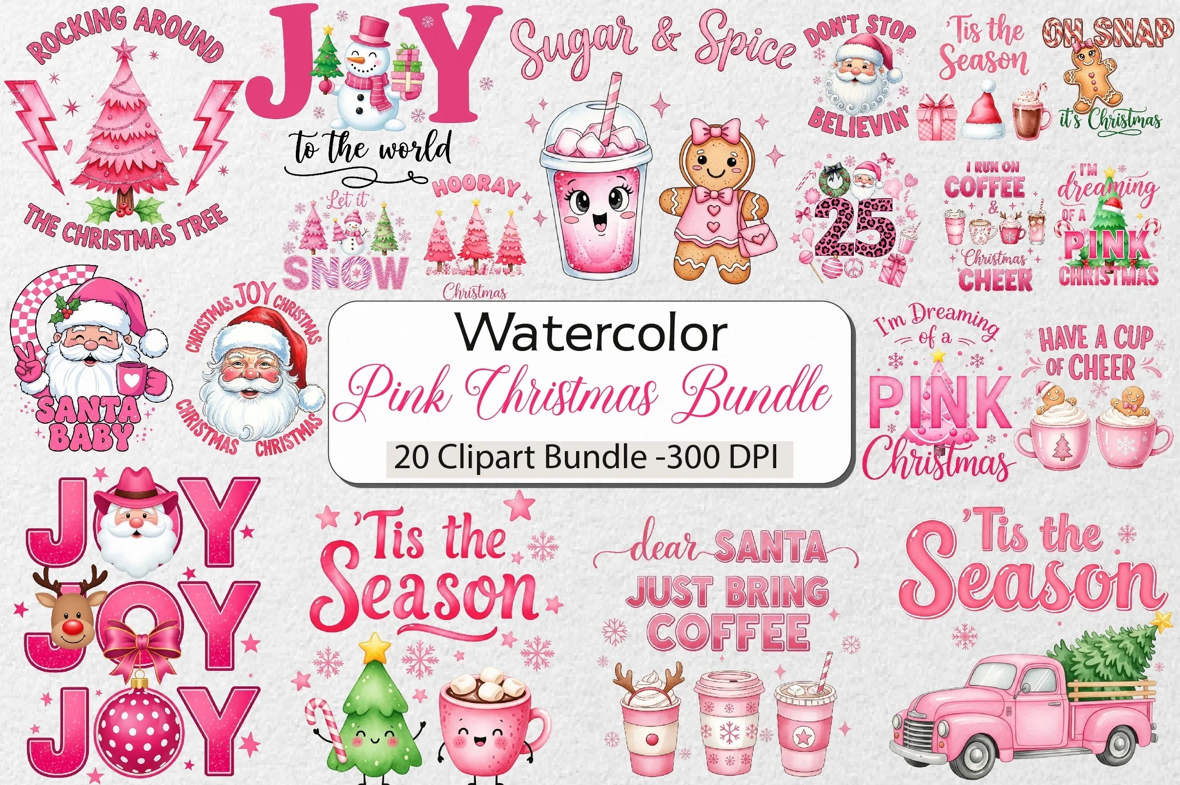 Pink Christmas Clipart Bundle - CraftNest - Digital Crafting and Art
