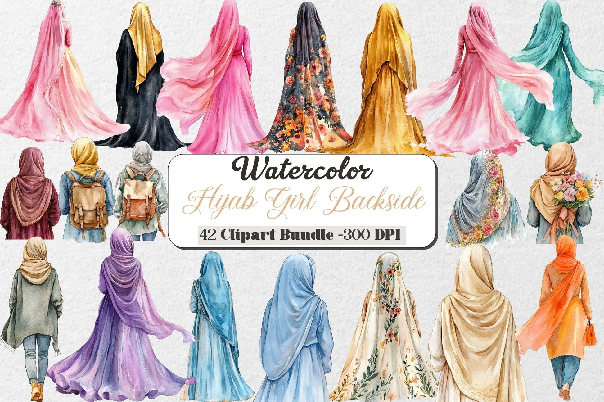Hijab Girl Backside Clipart Bundle - CraftNest - Digital Crafting and Art