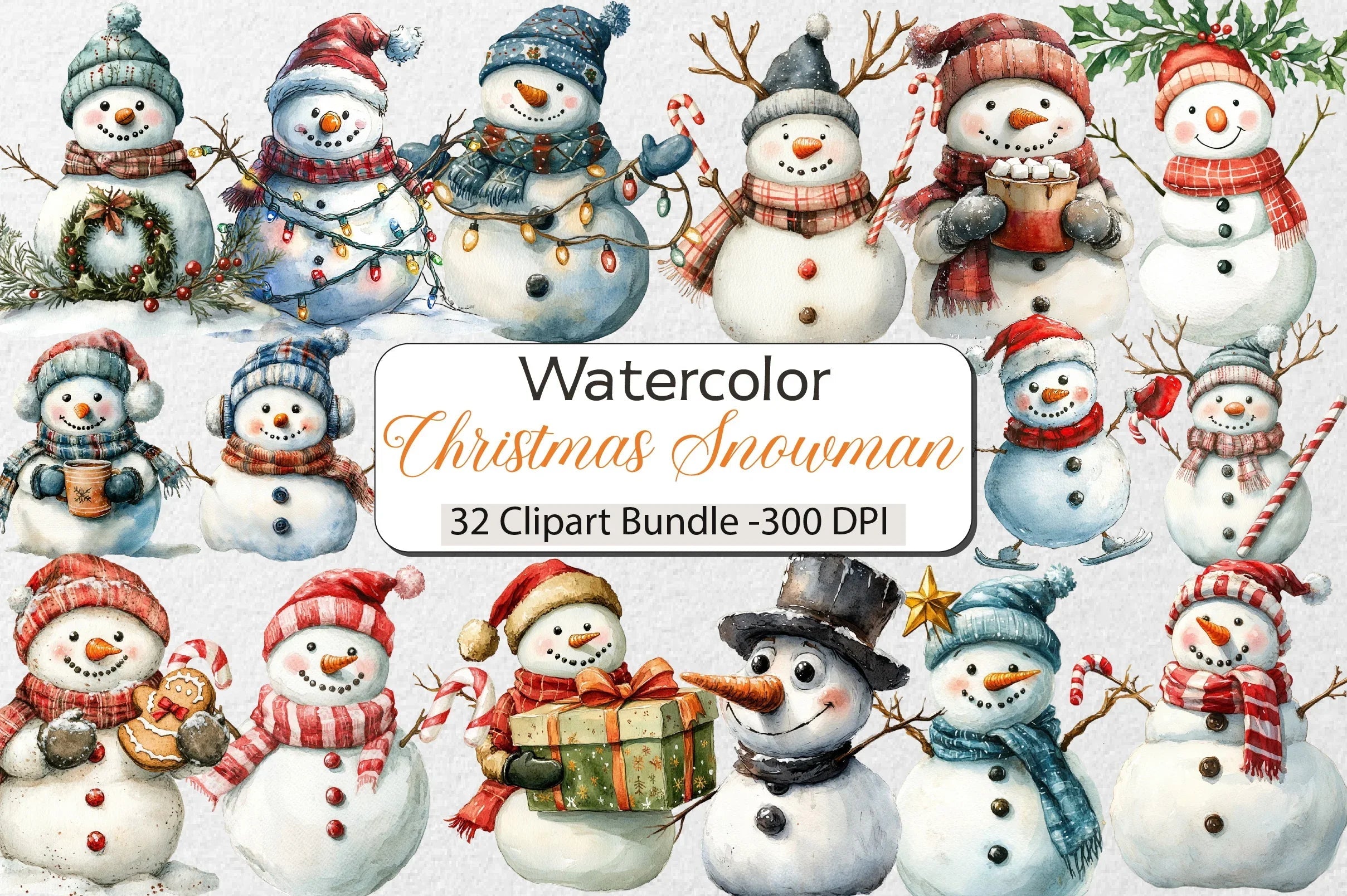 Funny Christmas Snowman Clipart Bundle - CraftNest - Digital Crafting and Art
