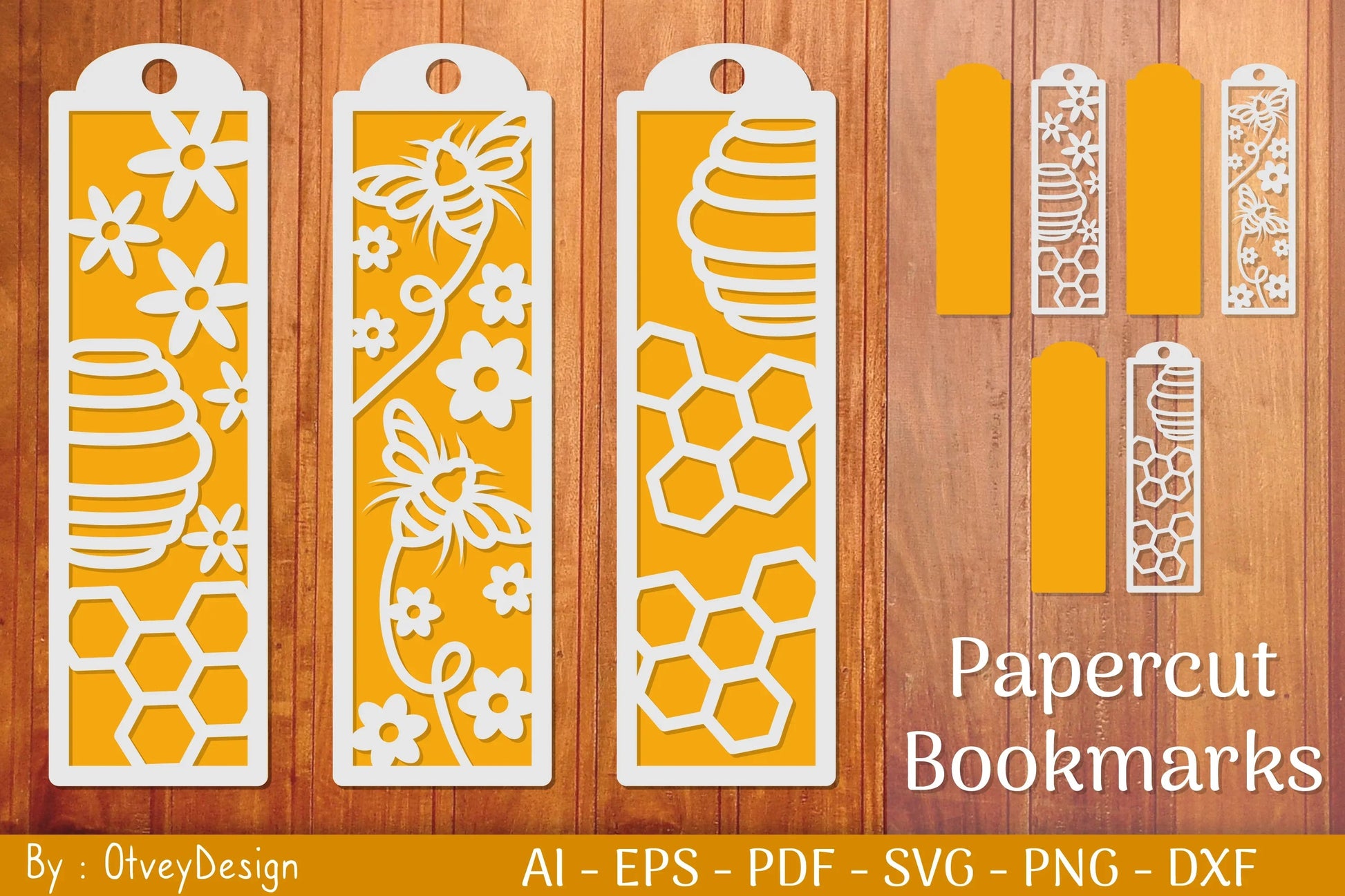 Bee Papercut Bookmarks SVG Bundle - CraftNest - Digital Crafting and Art