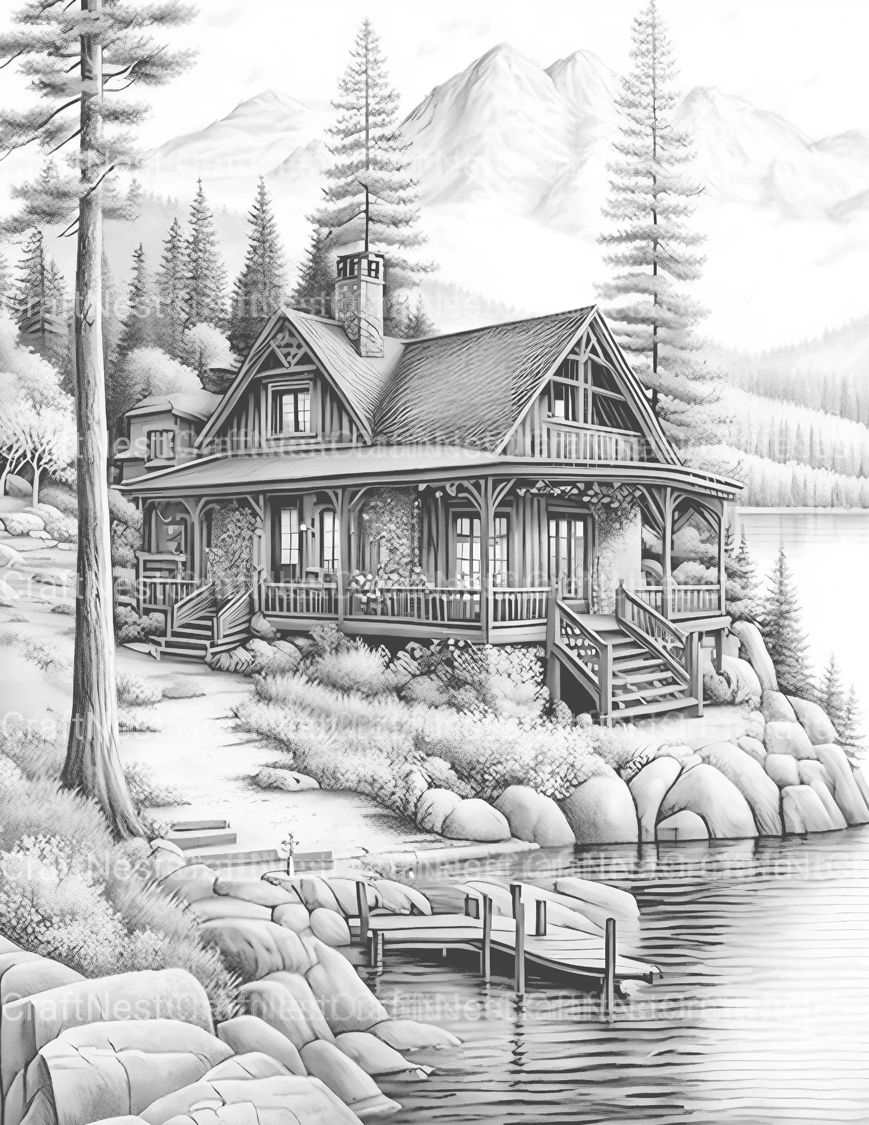 Cabins Coloring Book - CraftNest - Digital Crafting and Art