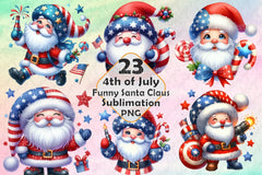 Funny Santa Claus 4th of July Clipart Bundle - CraftNest - Digital Crafting and Art