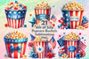 4th of July Popcorn Bucket Clipart Bundle