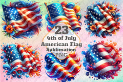 4th of July American Flag Clipart Bundle 1 - CraftNest - Digital Crafting and Art