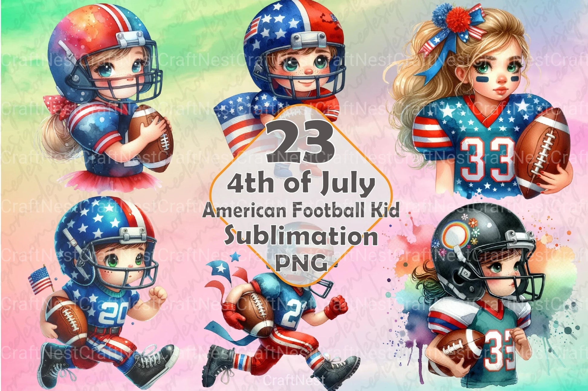 American Football Kid Clipart Bundle - CraftNest - Digital Crafting and Art