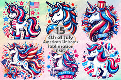 4th of July Unicorn Clipart Bundle 99 - CraftNest - Digital Crafting and Art