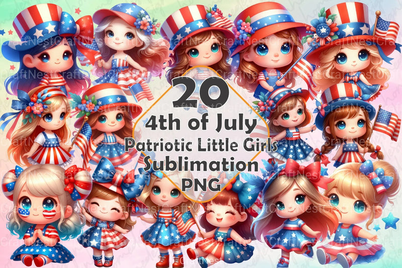 Patriotic Little Girl Clipart Bundle 99 - CraftNest - Digital Crafting and Art