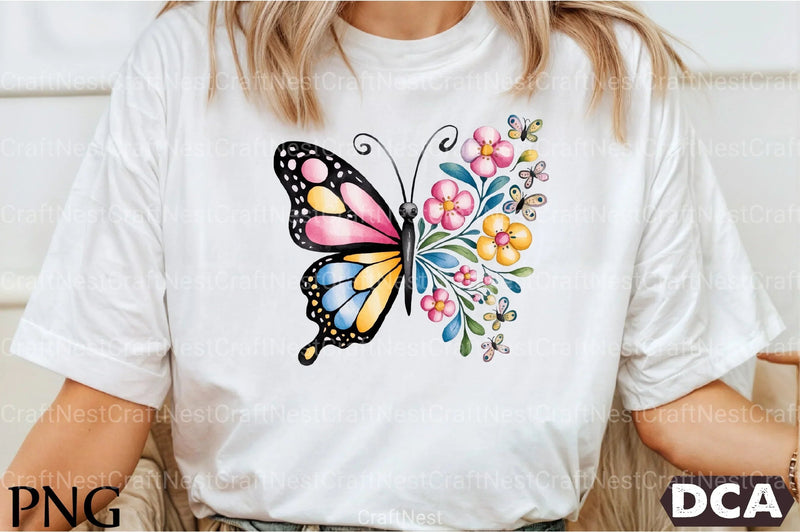 Floral Cute Butterfly Clipart Bundle - CraftNest - Digital Crafting and Art