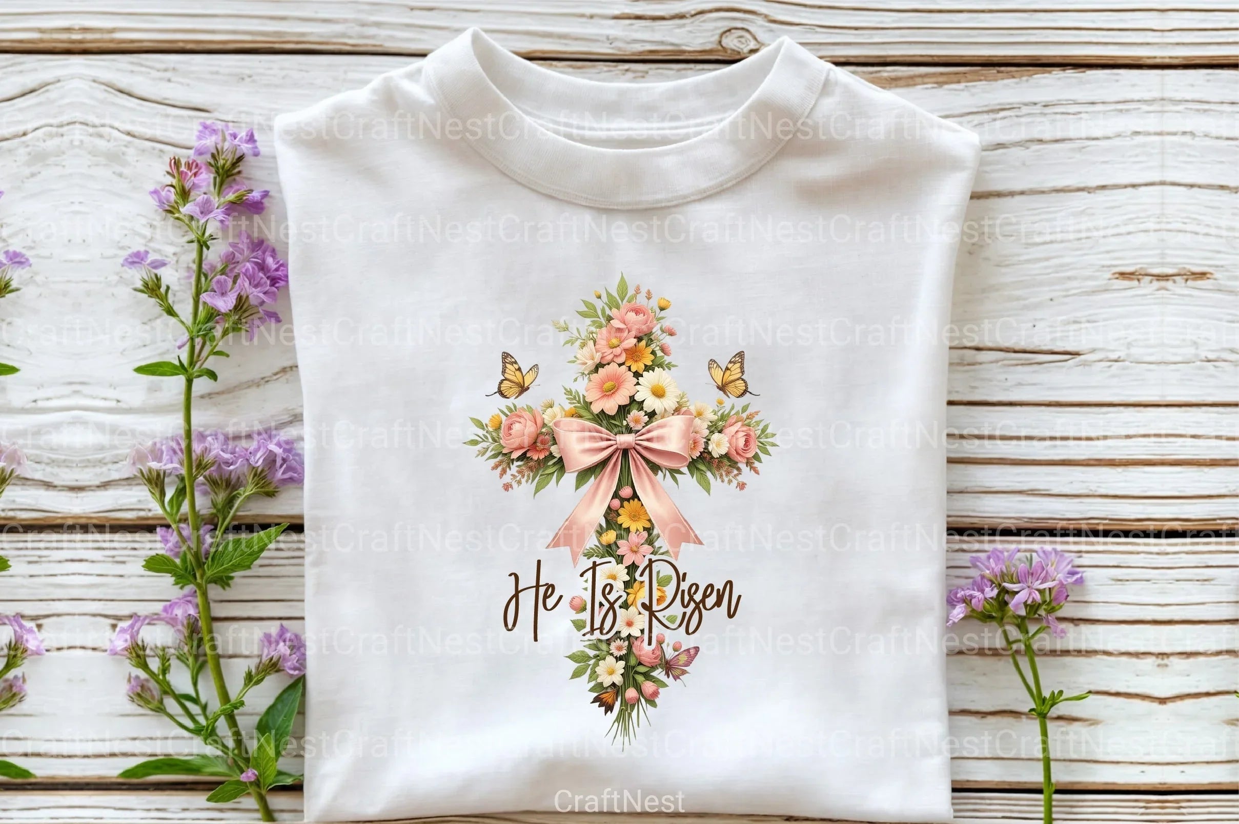 He Is Risen: Floral Christian Cross Clipart Bundle - CraftNest - Digital Crafting and Art