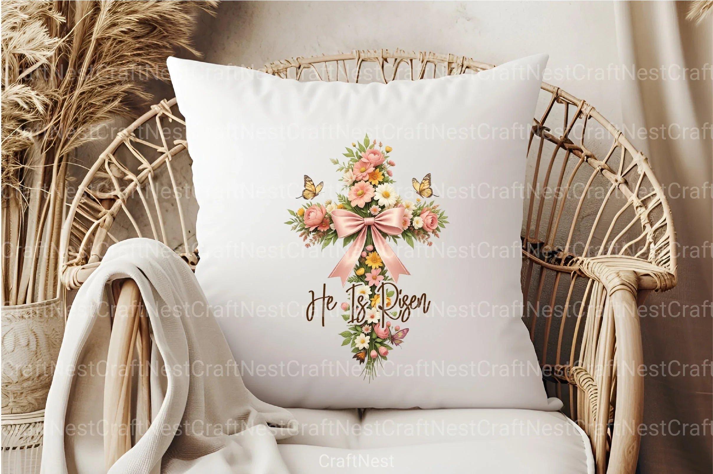 He Is Risen: Floral Christian Cross Clipart Bundle - CraftNest - Digital Crafting and Art