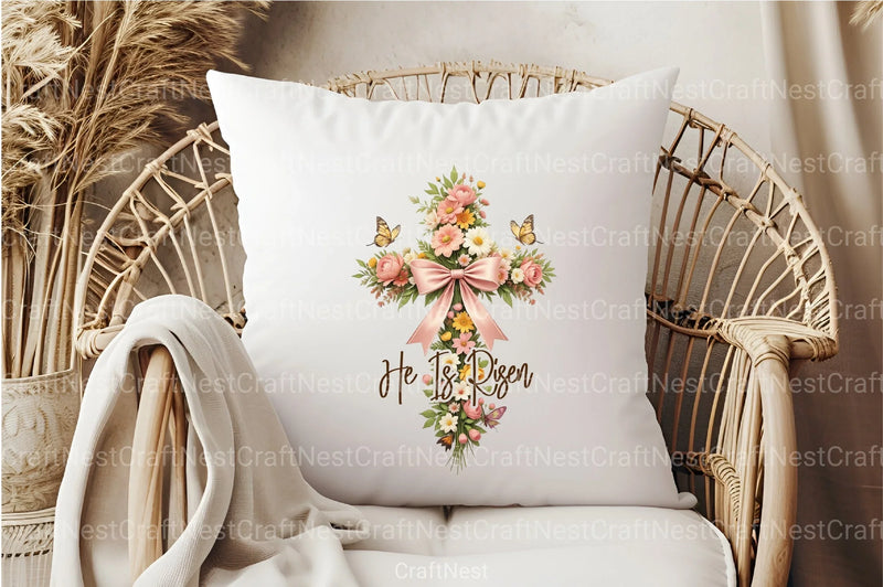 He Is Risen: Floral Christian Cross Clipart Bundle - CraftNest - Digital Crafting and Art
